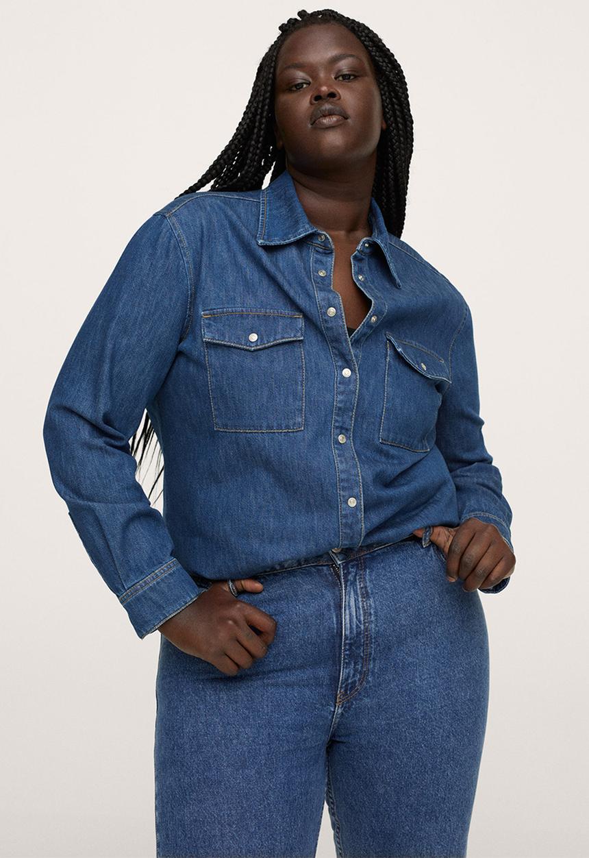 MANGO - Plus shirt julie - dark denim blue