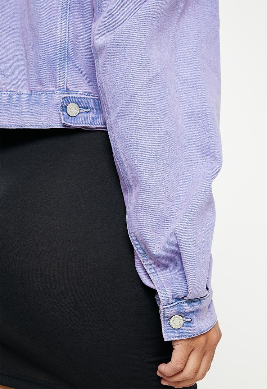 Missguided - Recycled puff sleeve denim jacket -  purple wash