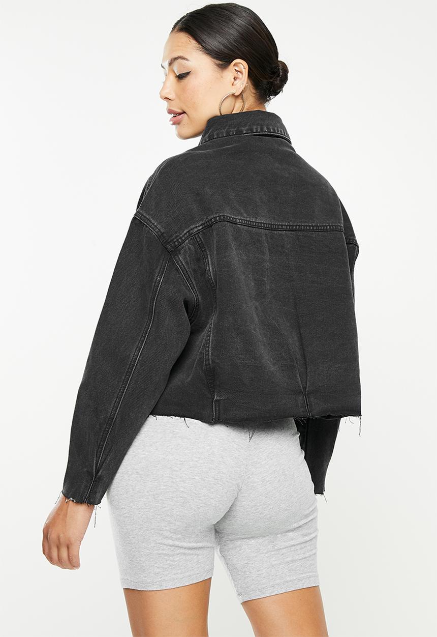 Missguided - Pleat back oversized denim jacket  - black