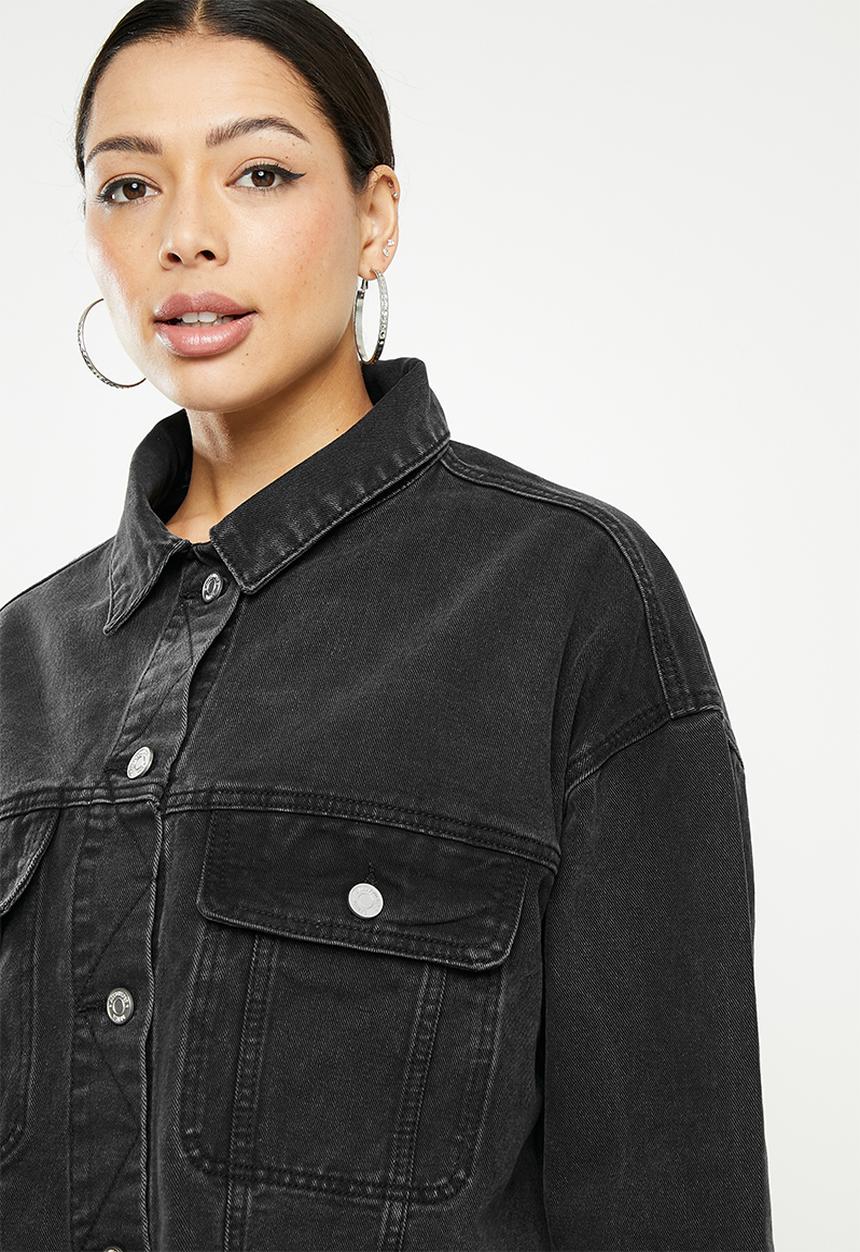 Missguided - Pleat back oversized denim jacket  - black