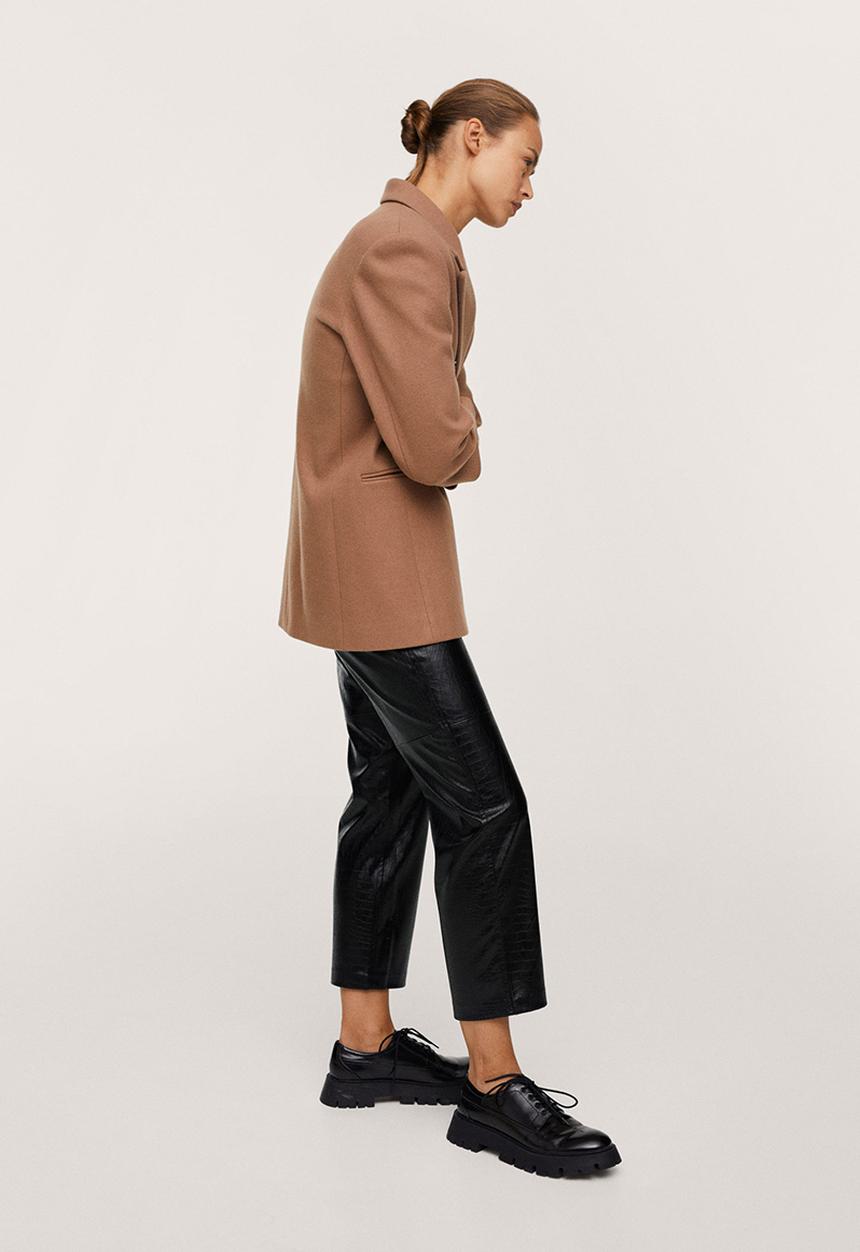 MANGO - Trousers croco - black