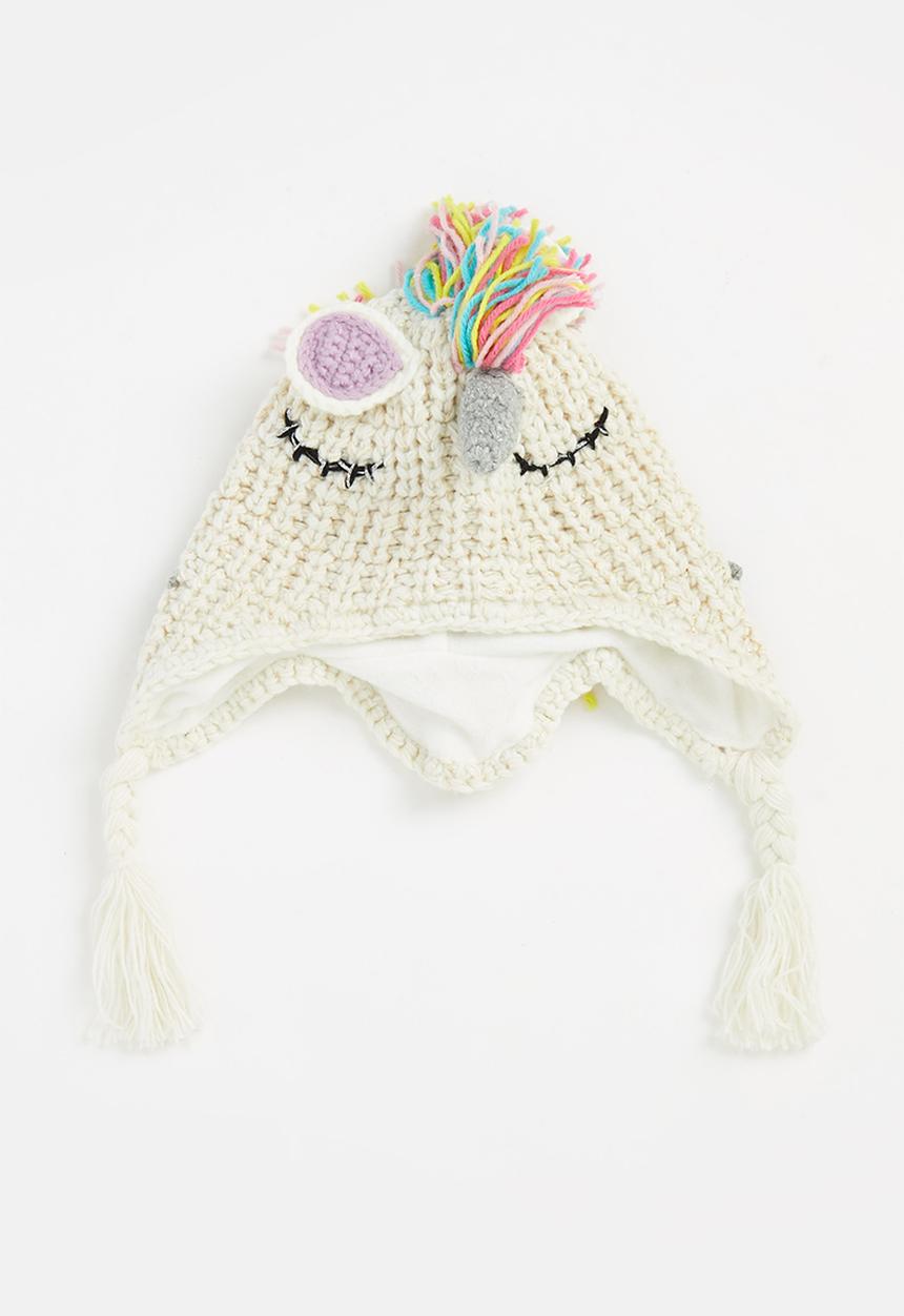 Pop Candy - Girls unicorn beanie - cream