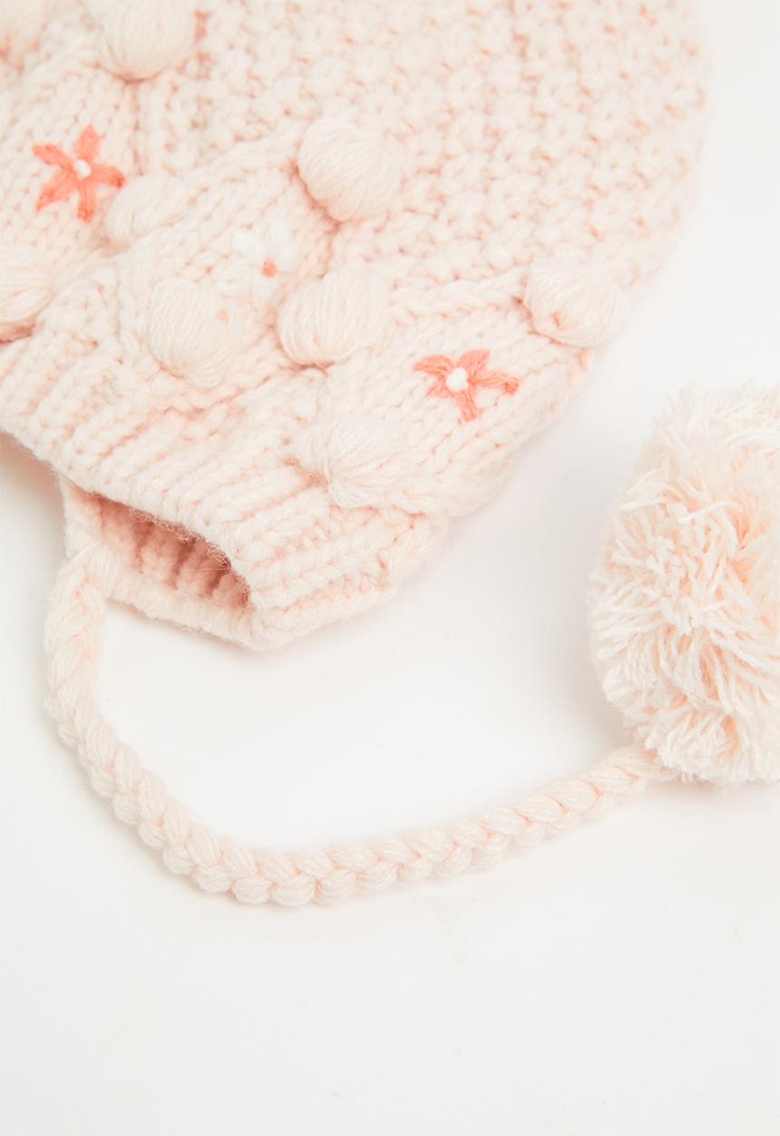 Pop Candy - Girls knit pom pom beanie - pink