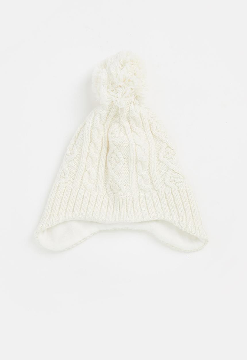 Pop Candy - Girls pom pom beanie - white