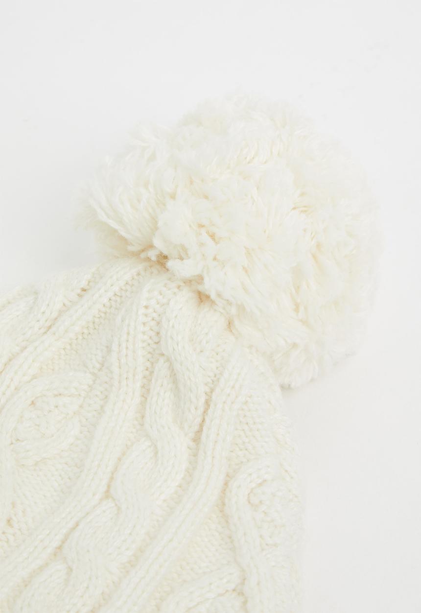 Pop Candy - Girls pom pom beanie - white