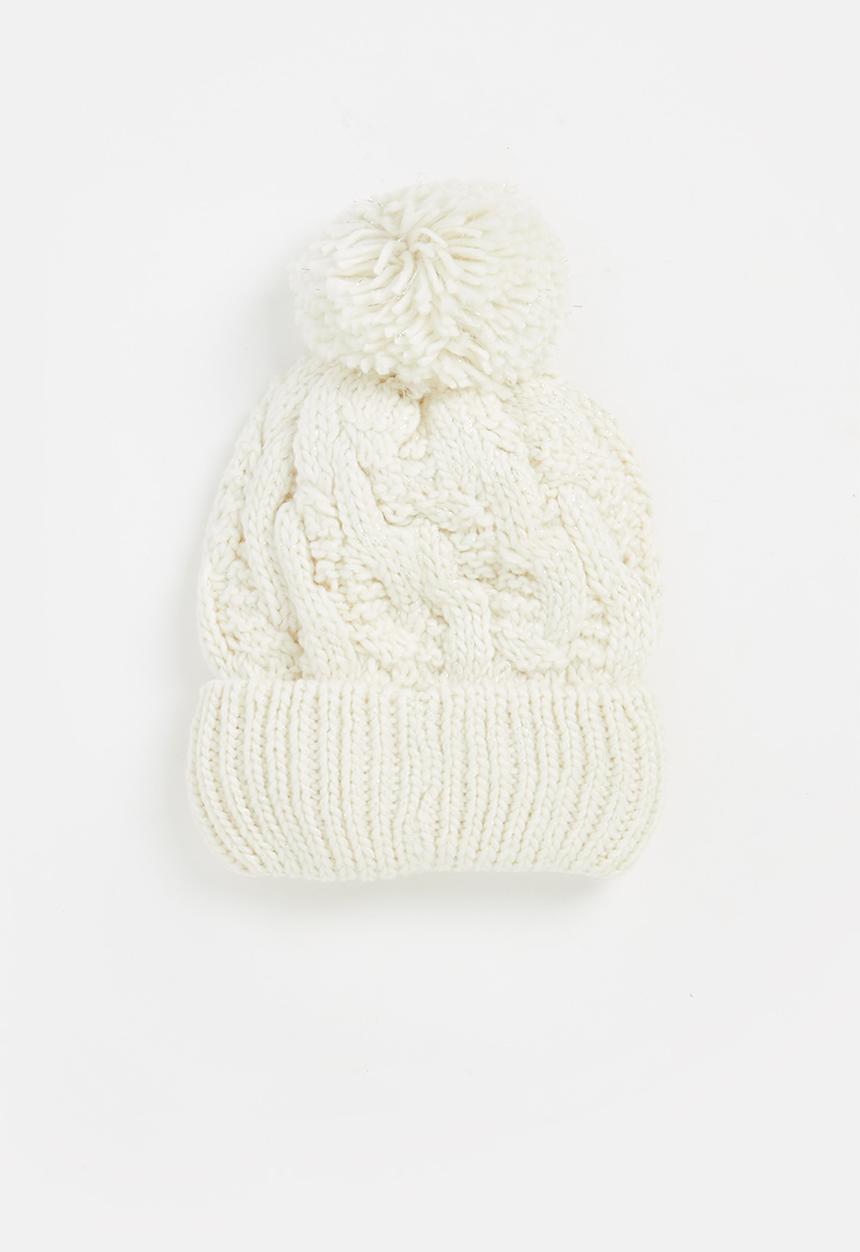 Pop Candy - Cable knit beanie - cream