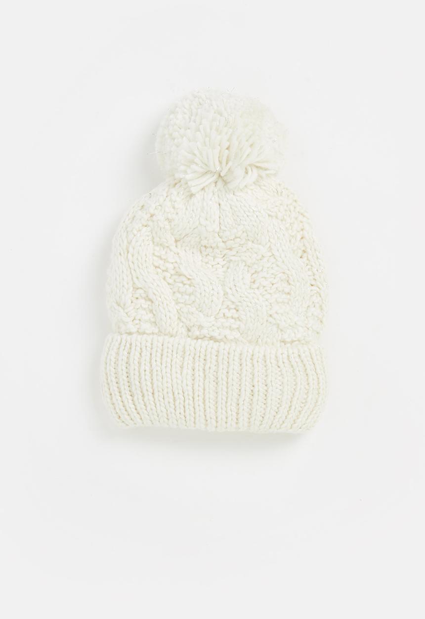 Pop Candy - Cable knit beanie - cream
