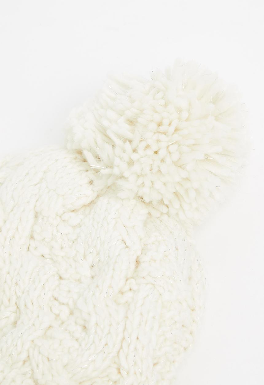 Pop Candy - Cable knit beanie - cream