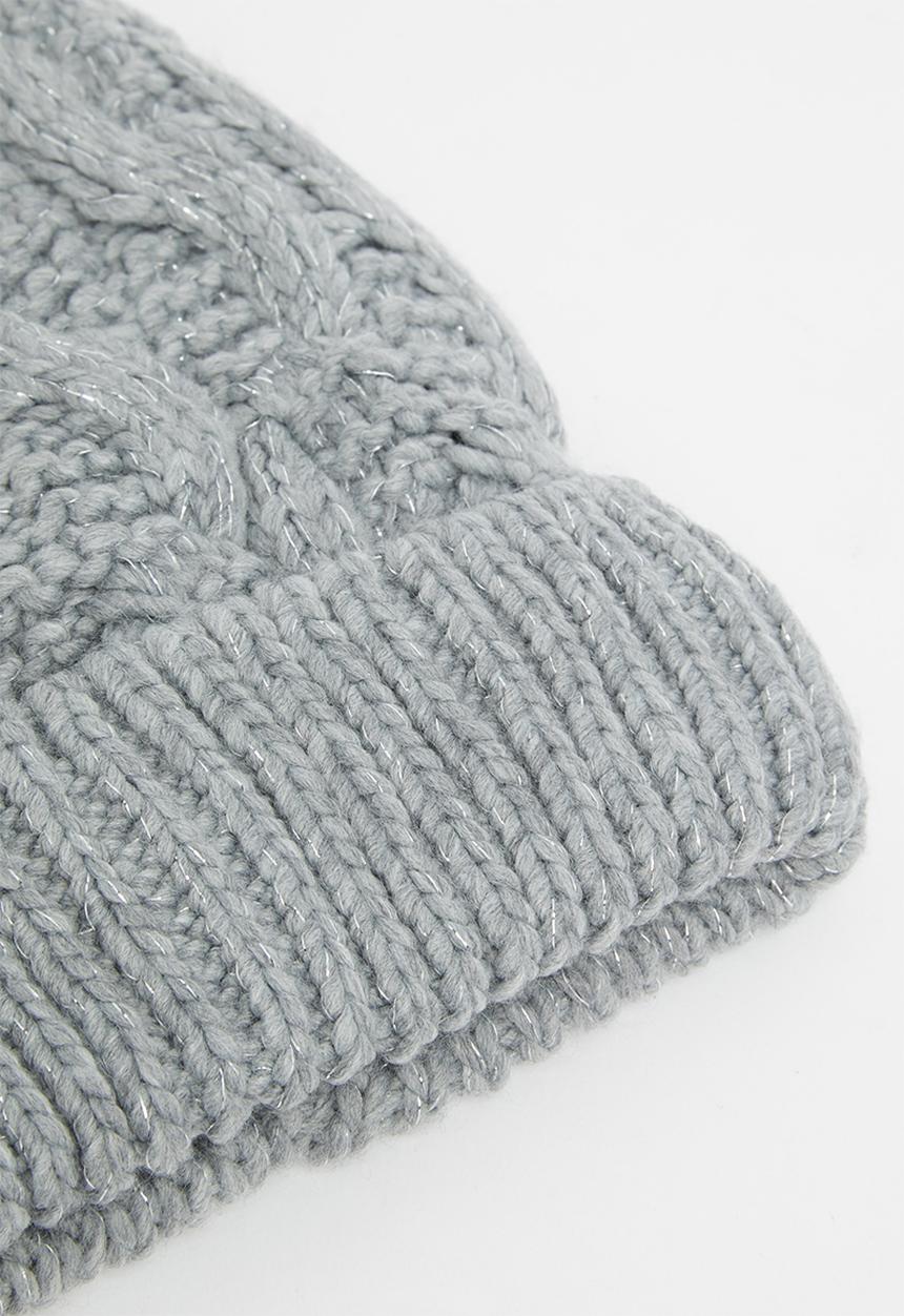 Pop Candy - Cable knit beanie - grey