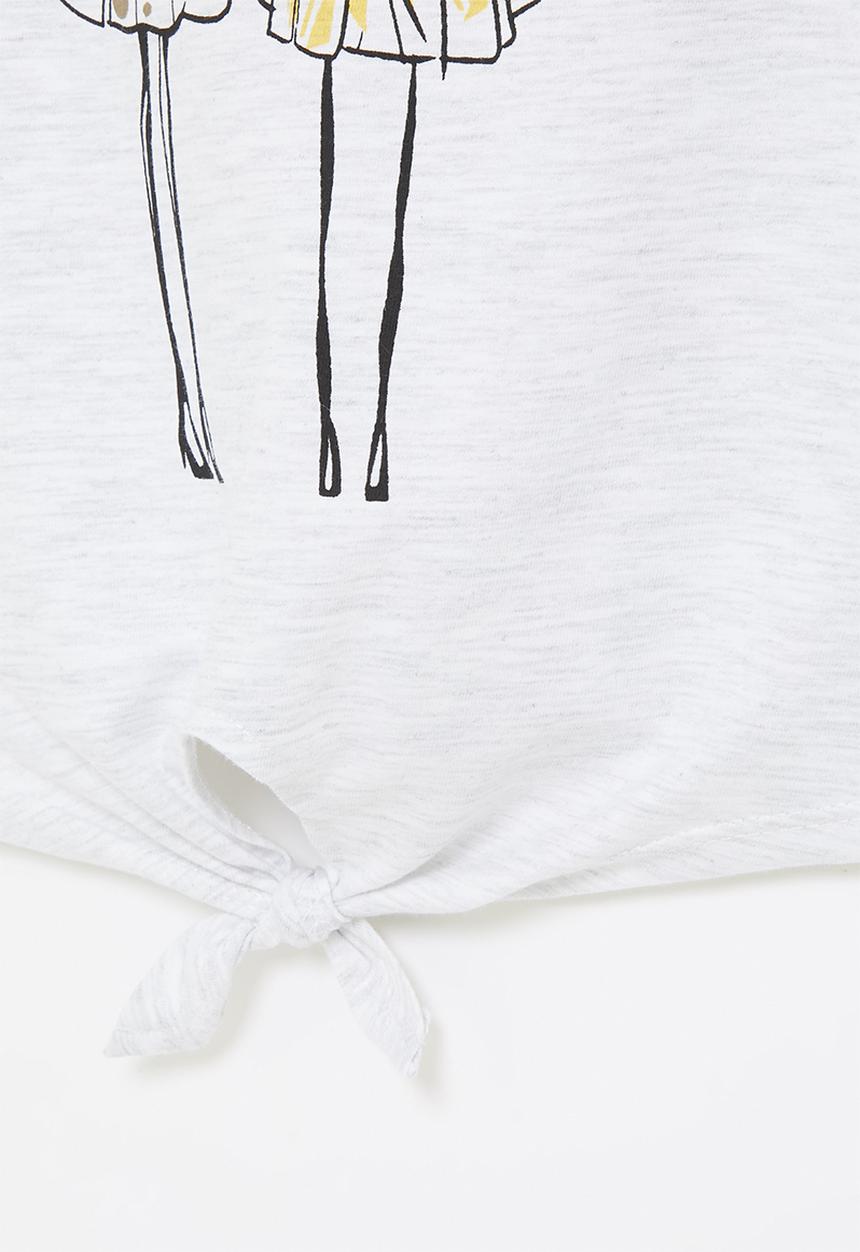 Rebel Republic - Printed front knot tee - ice melange