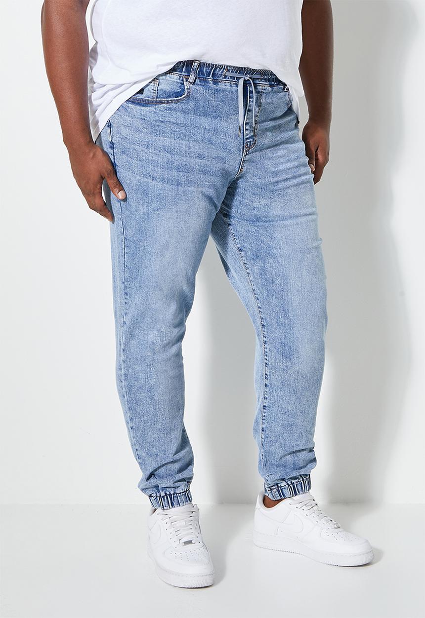 Superbalist - Blaze plus elastic waistband slim cuffed jeans - dark wash blue
