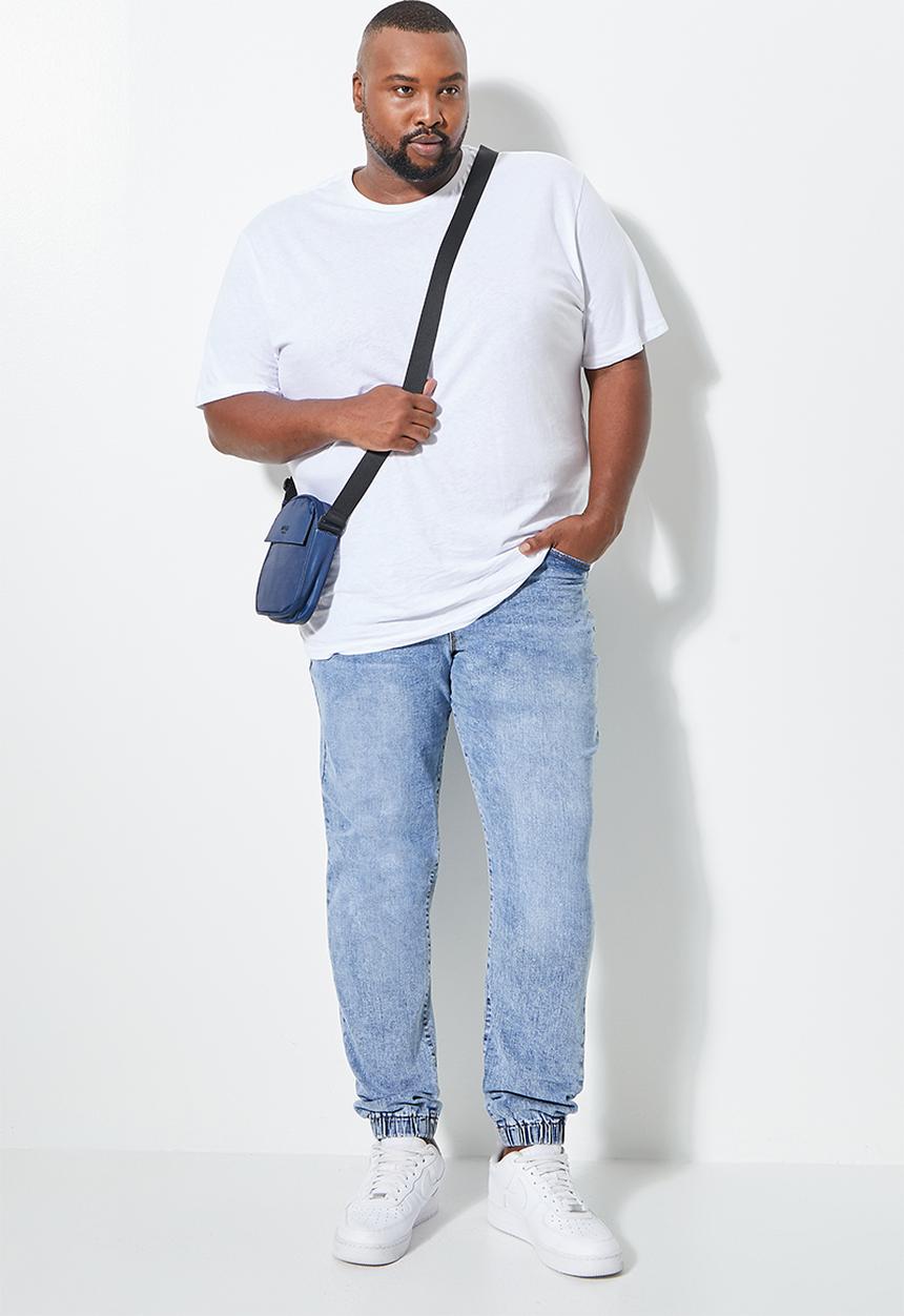 Superbalist - Blaze plus elastic waistband slim cuffed jeans - dark wash blue