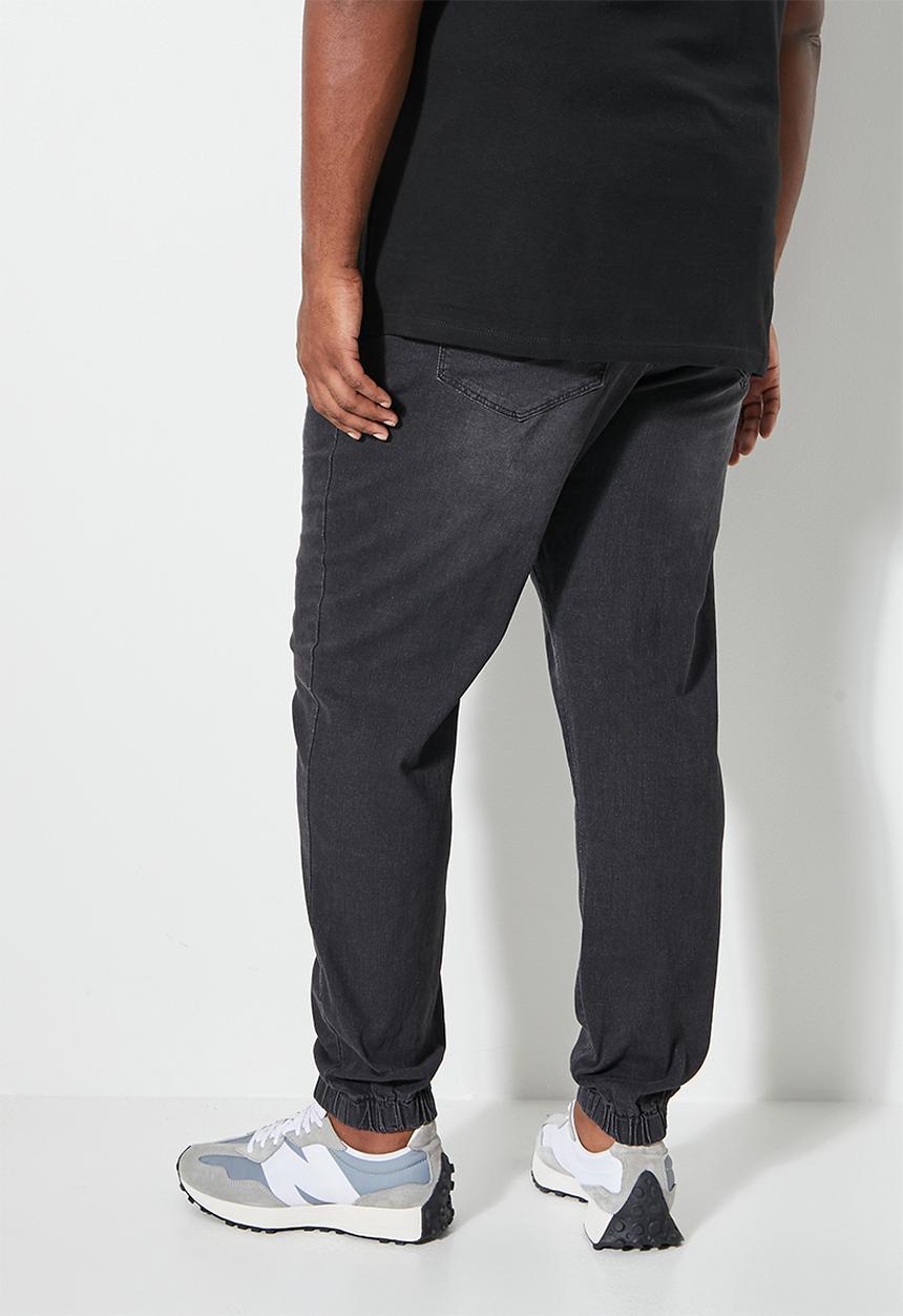 Superbalist - Blaze plus elastic waistband slim cuffed jeans - black rinse