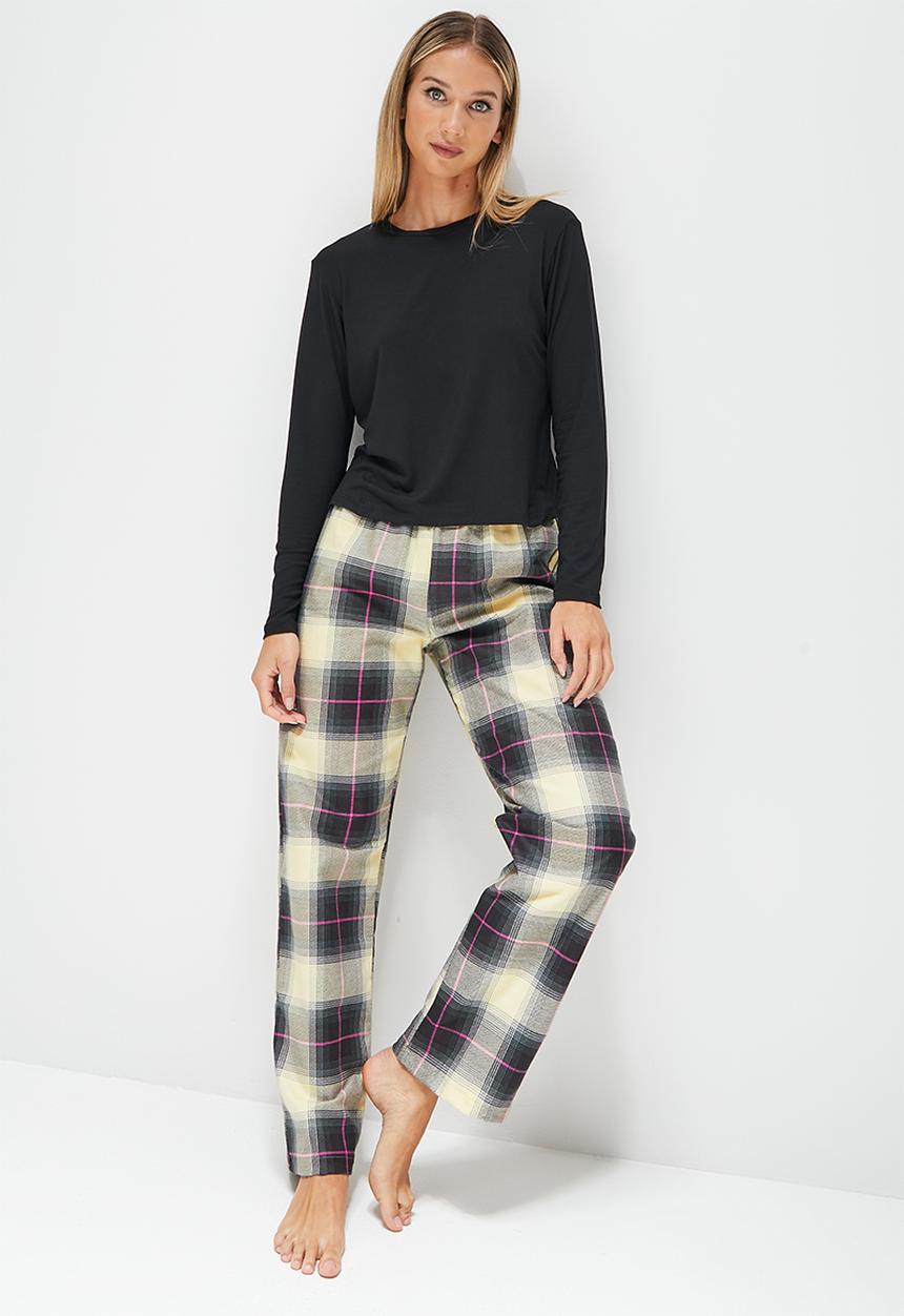 Blake - Printed flannel long bottom/knit long sleeve top - multi 