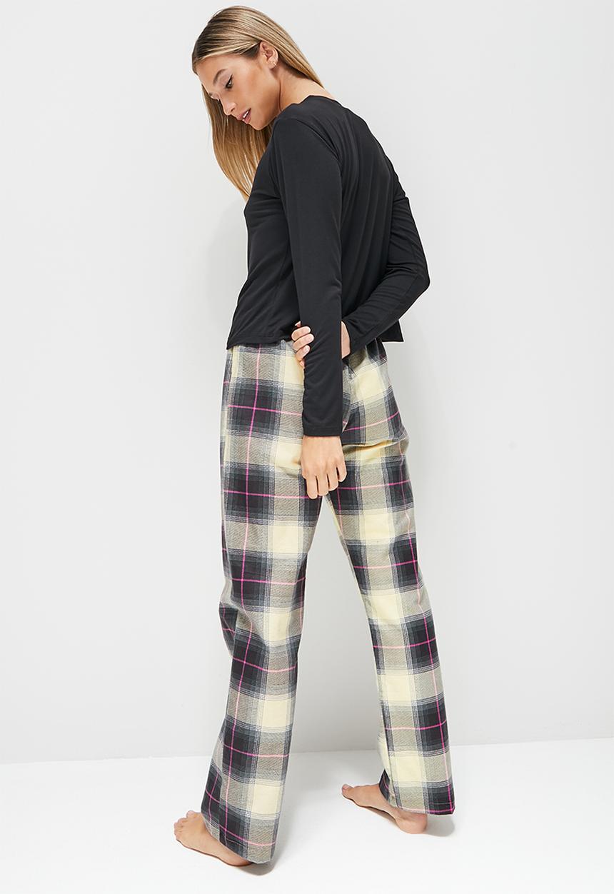 Blake - Printed flannel long bottom/knit long sleeve top - multi 
