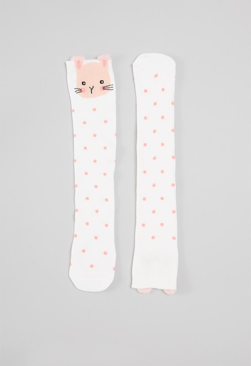 Pop Candy - Irls knee high socks - white & pink