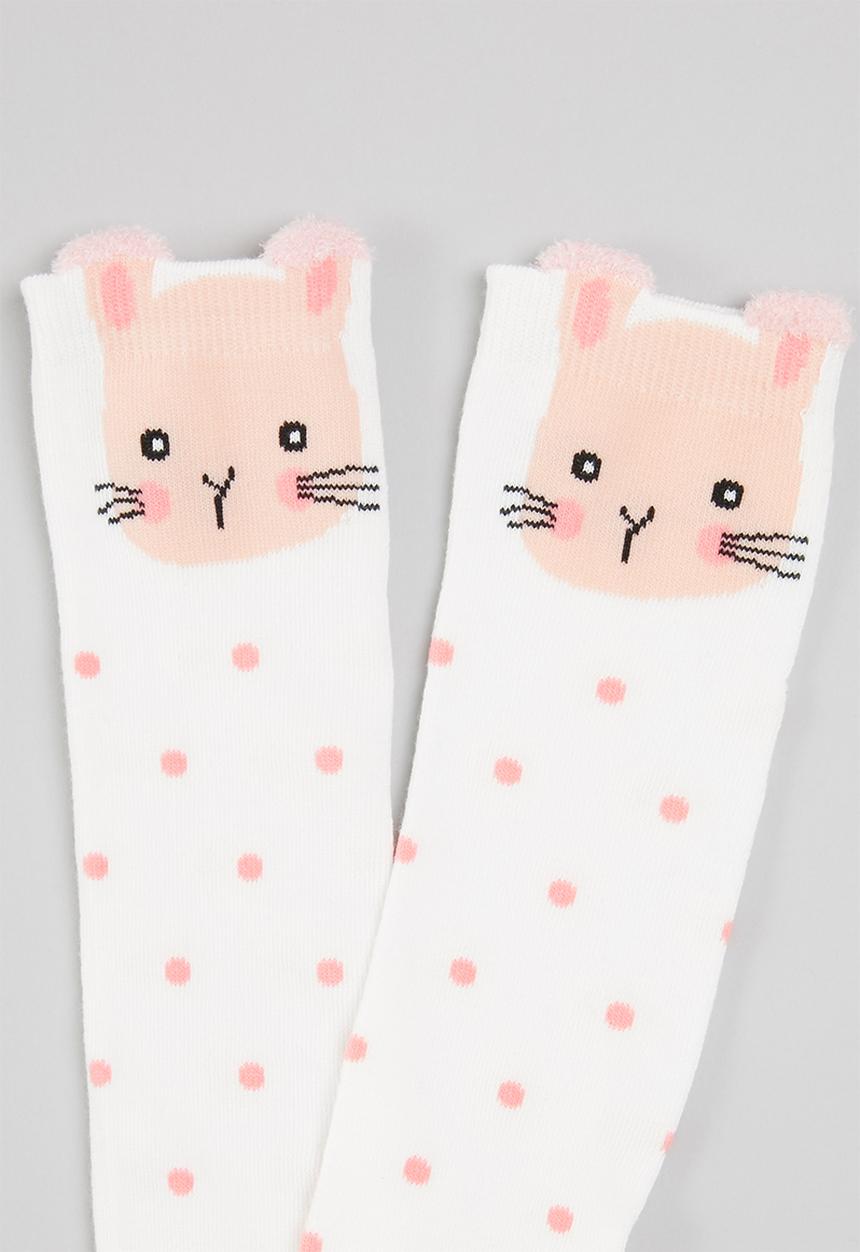 Pop Candy - Irls knee high socks - white & pink