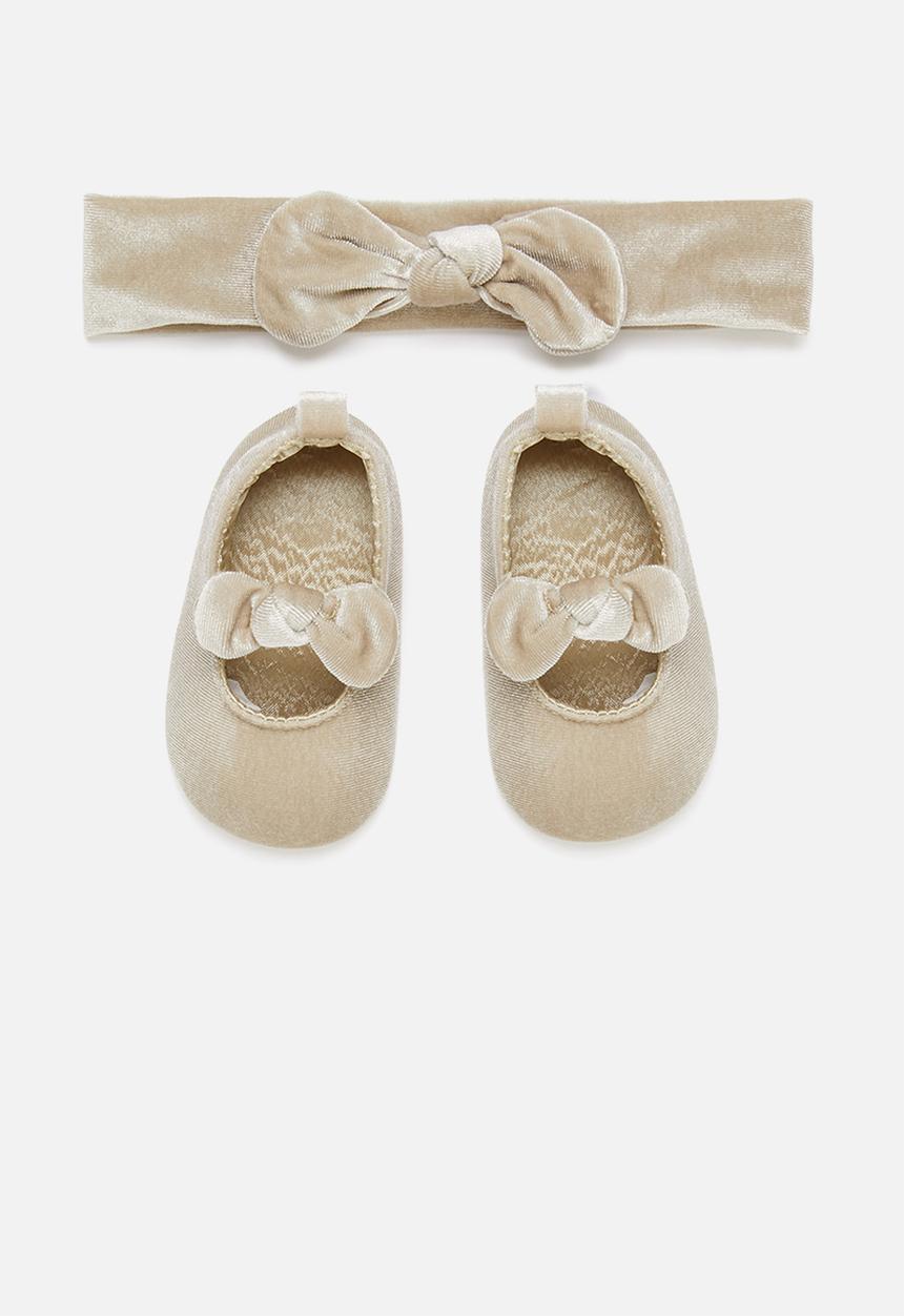 Pop Candy - Baby pump & headband set - beige 