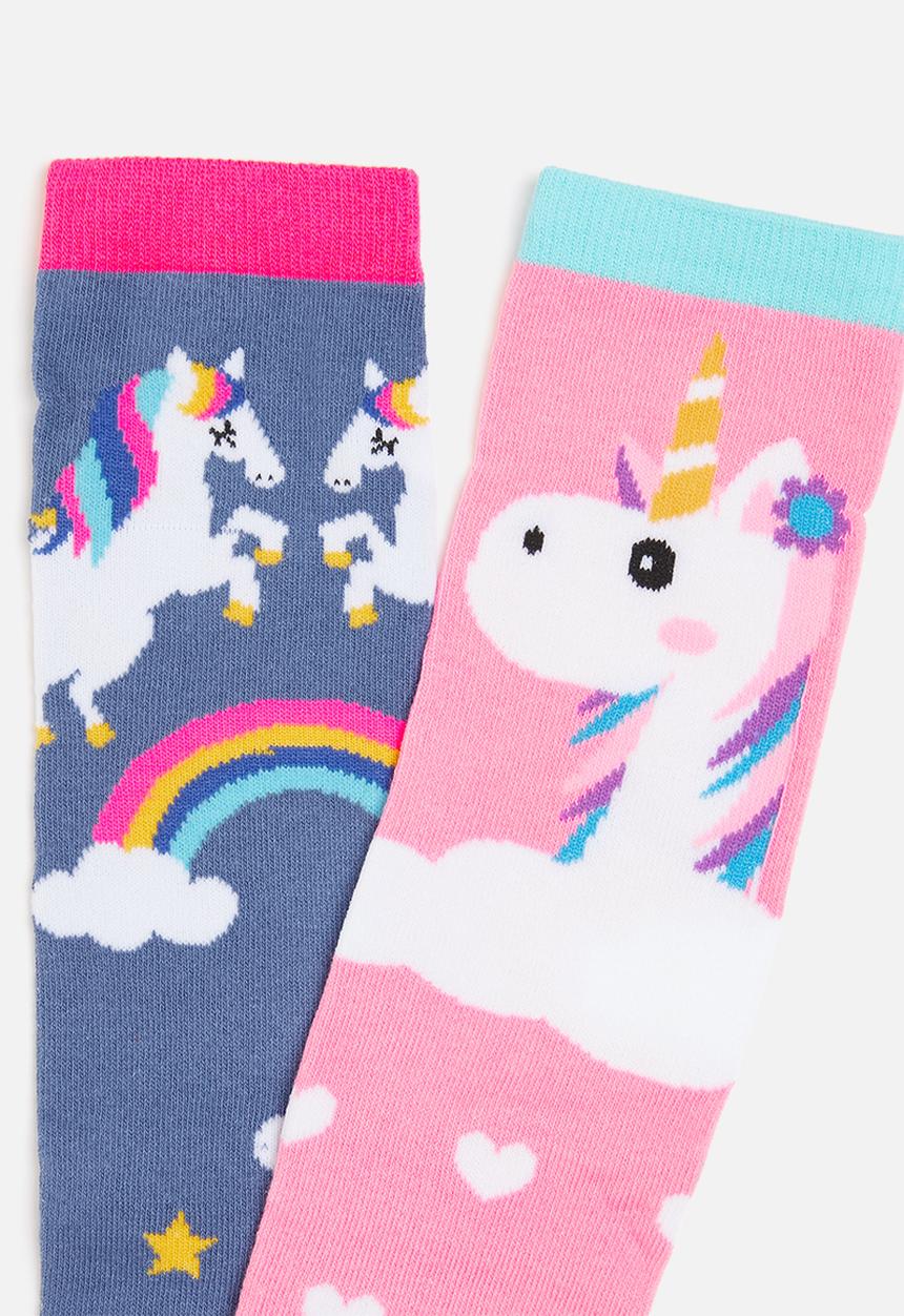 Pop Candy - Girls 2 pack socks - blue & pink