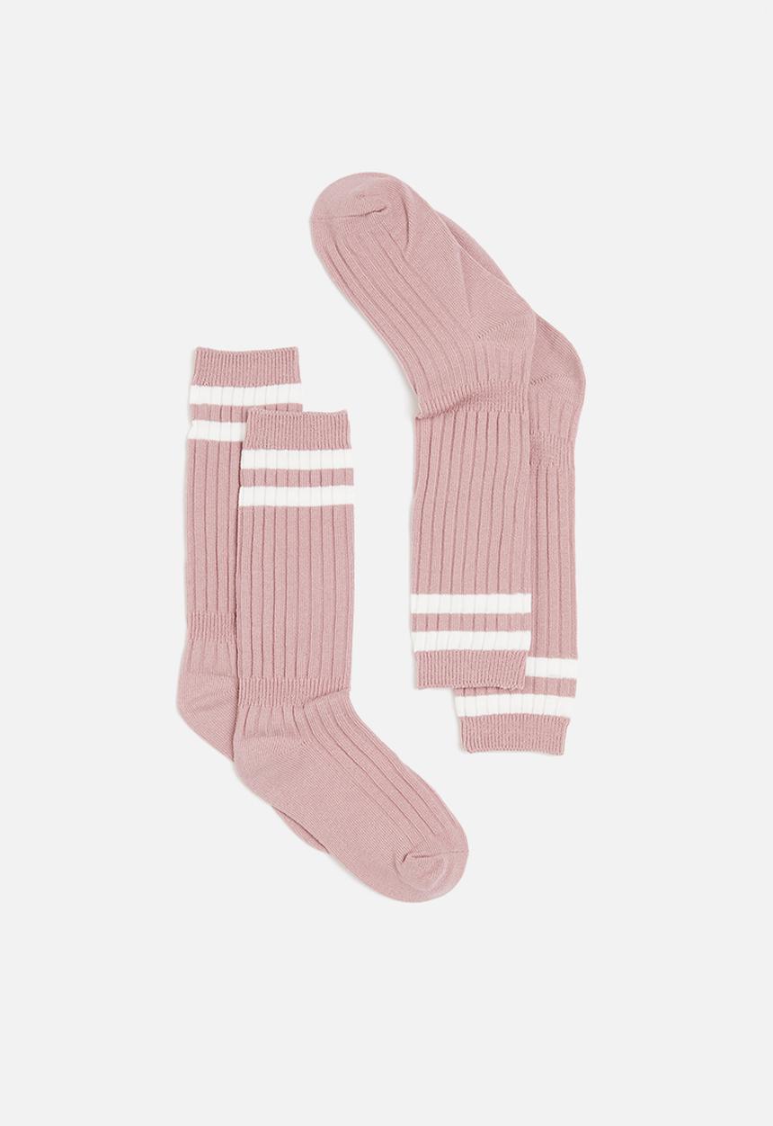 Pop Candy - Girls 2 pack socks - pink & white