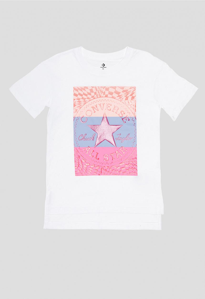 Converse - Cnvg hi-low elongated check tee - white