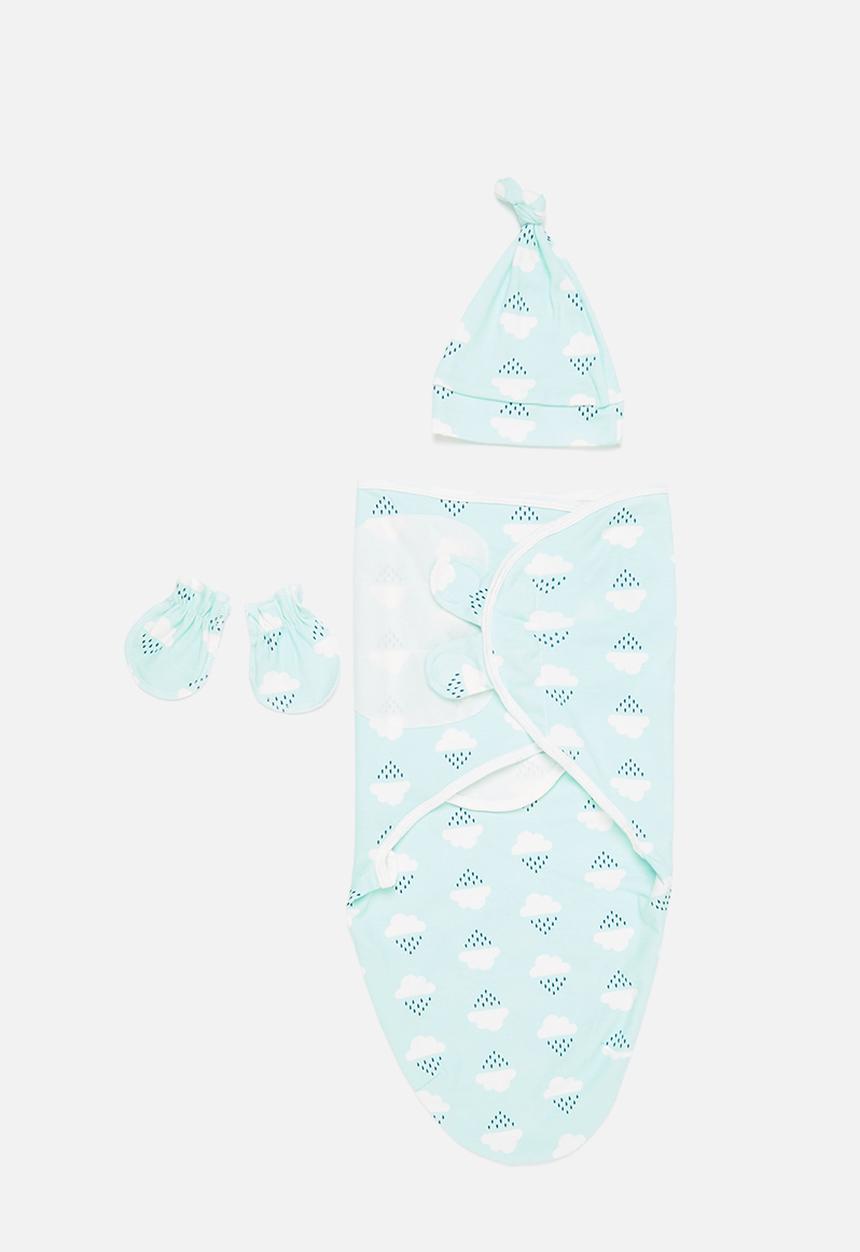 Pop Candy - Baby blanket, beanie & mittens set - blue