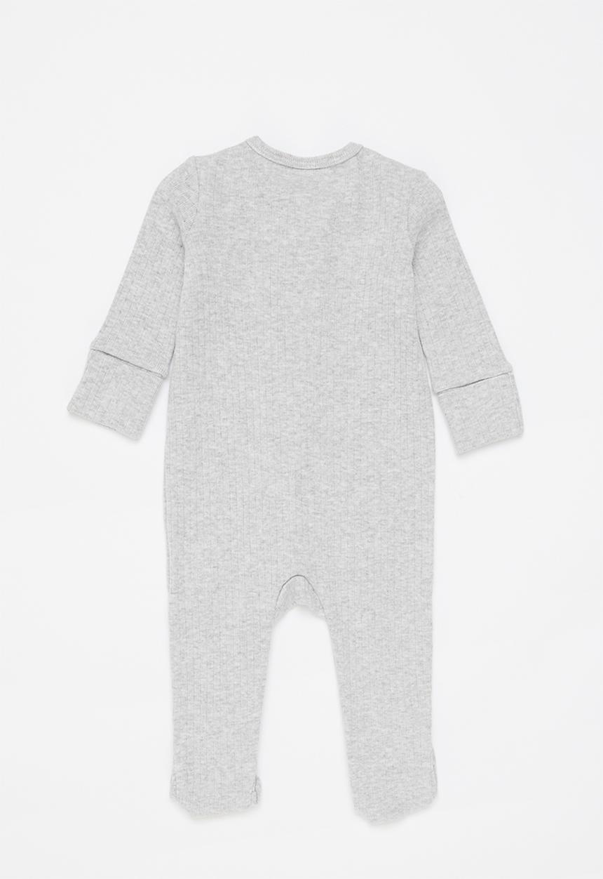 Cotton On - 3 Pack organic newborn zip through rompers - off white & grey 