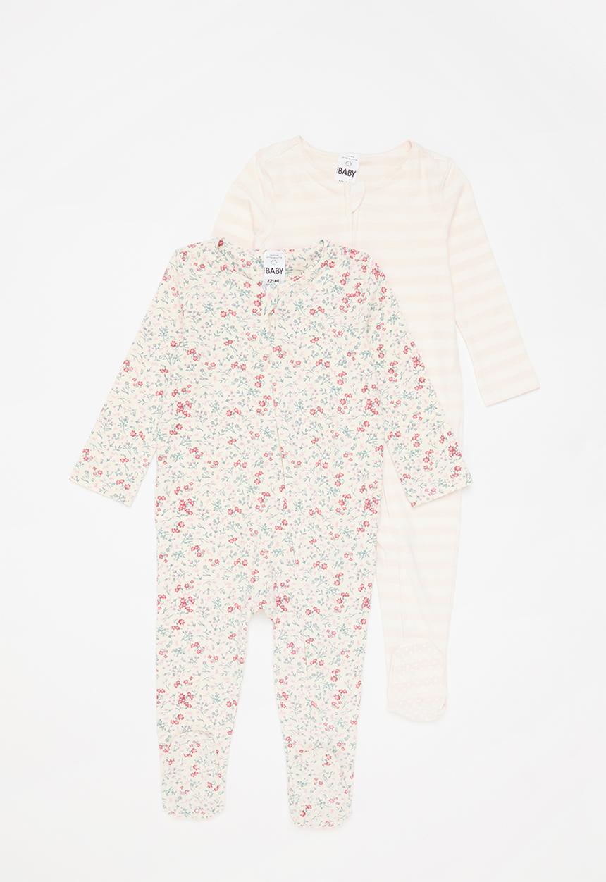Cotton On - 2 Pack long sleeve zip romper - multi 