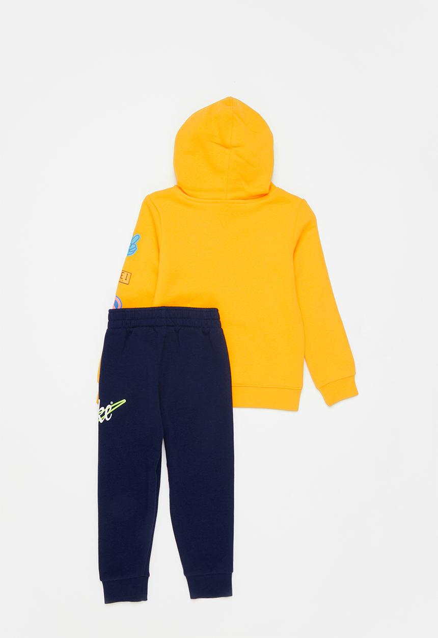 Nike - Nkb flower child po hoodie set - navy & yellow 