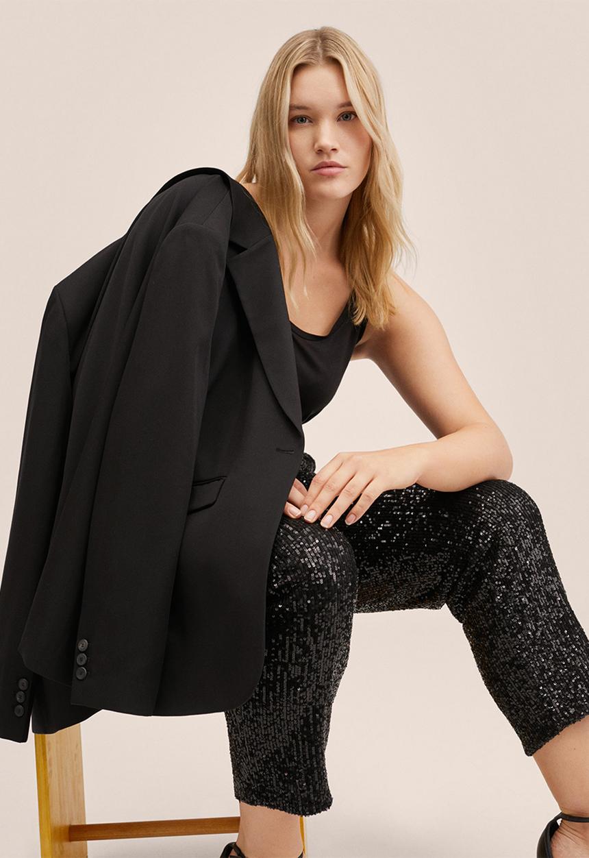 MANGO - Plus trousers jogilux - black