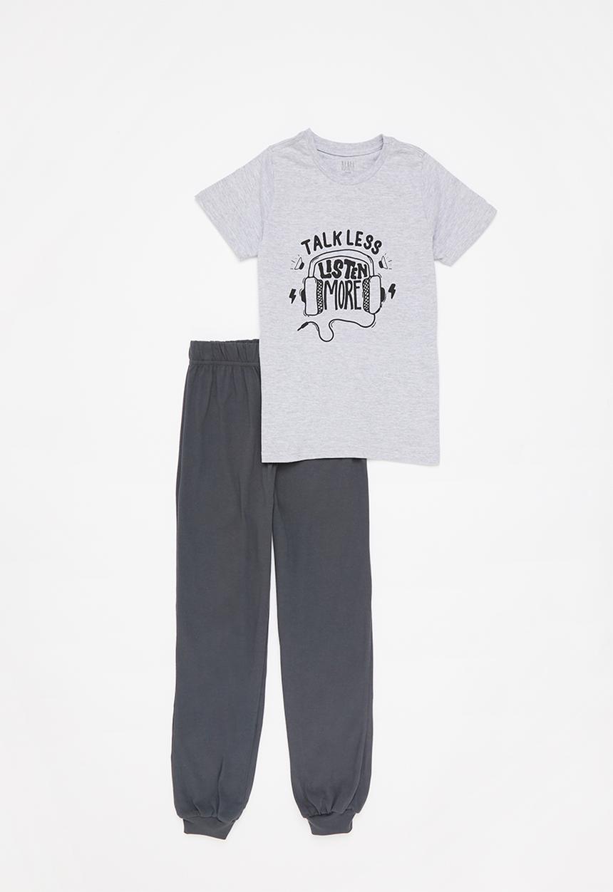 Rebel Republic - Tee & pants pj set - grey & charcoal 
