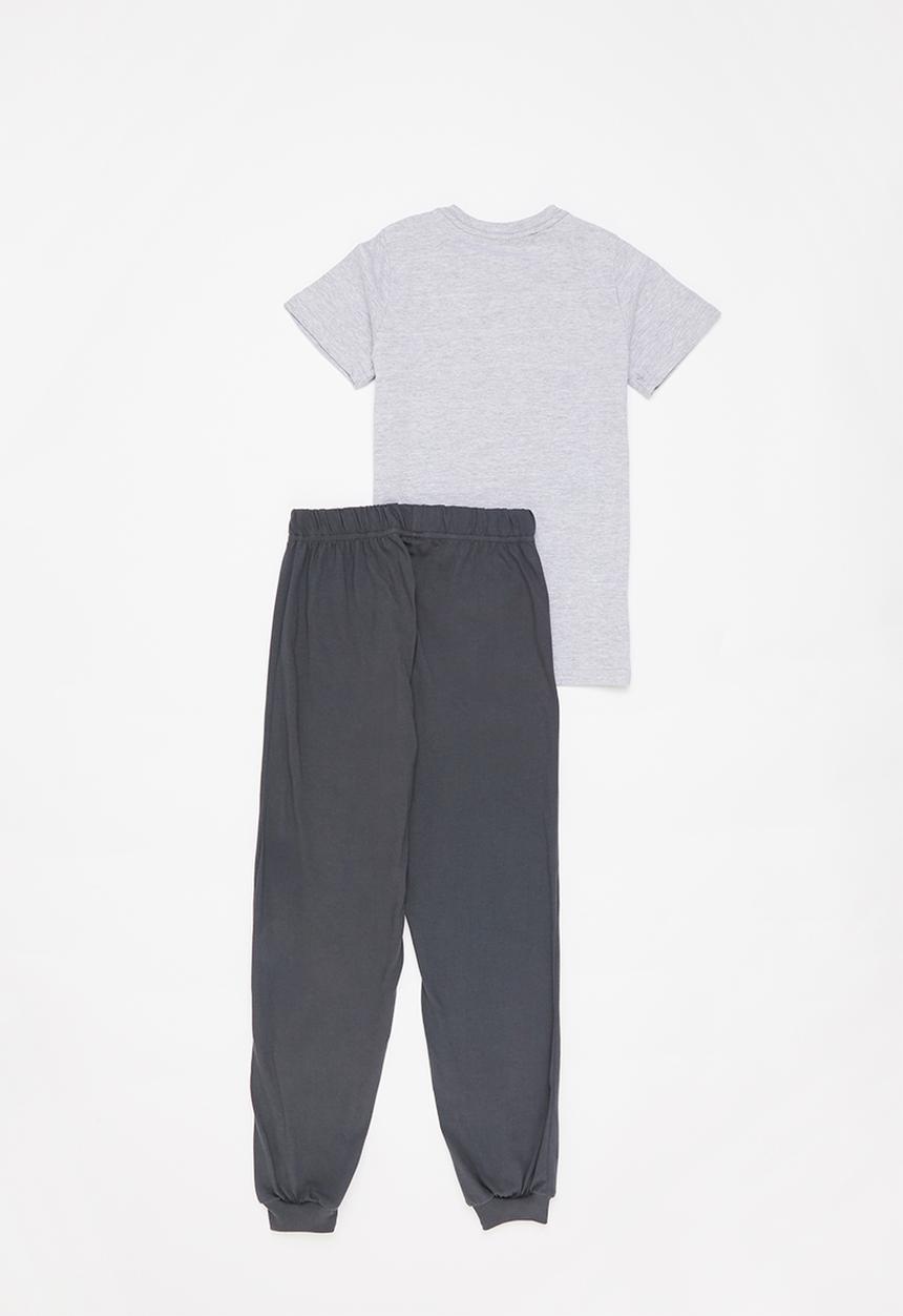 Rebel Republic - Tee & pants pj set - grey & charcoal 