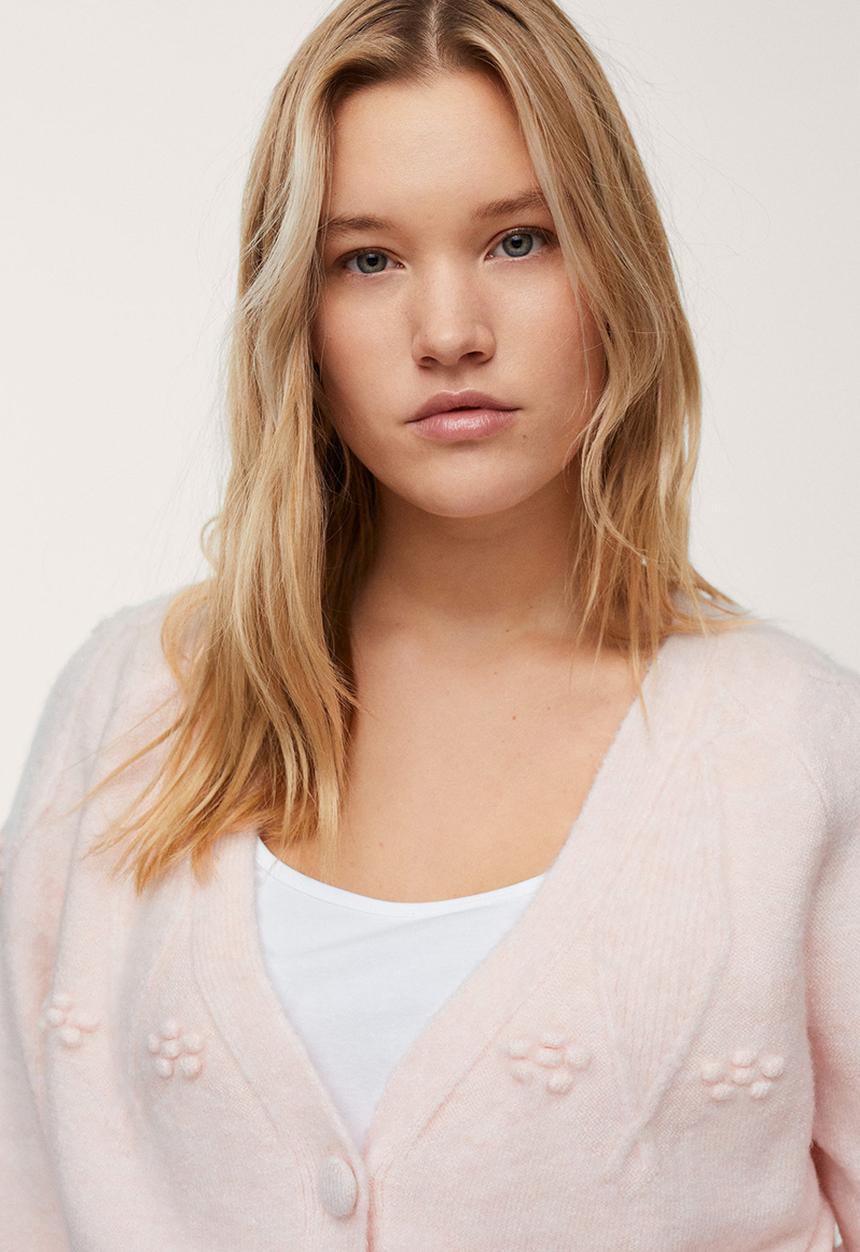 MANGO - Plus cardigan estrella - light pastel pink