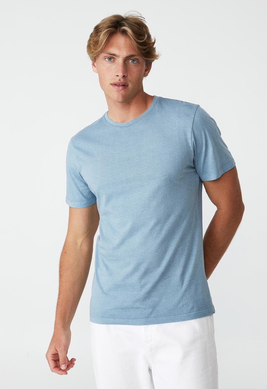 Cotton On - Organic crew T-shirt - chalk blue