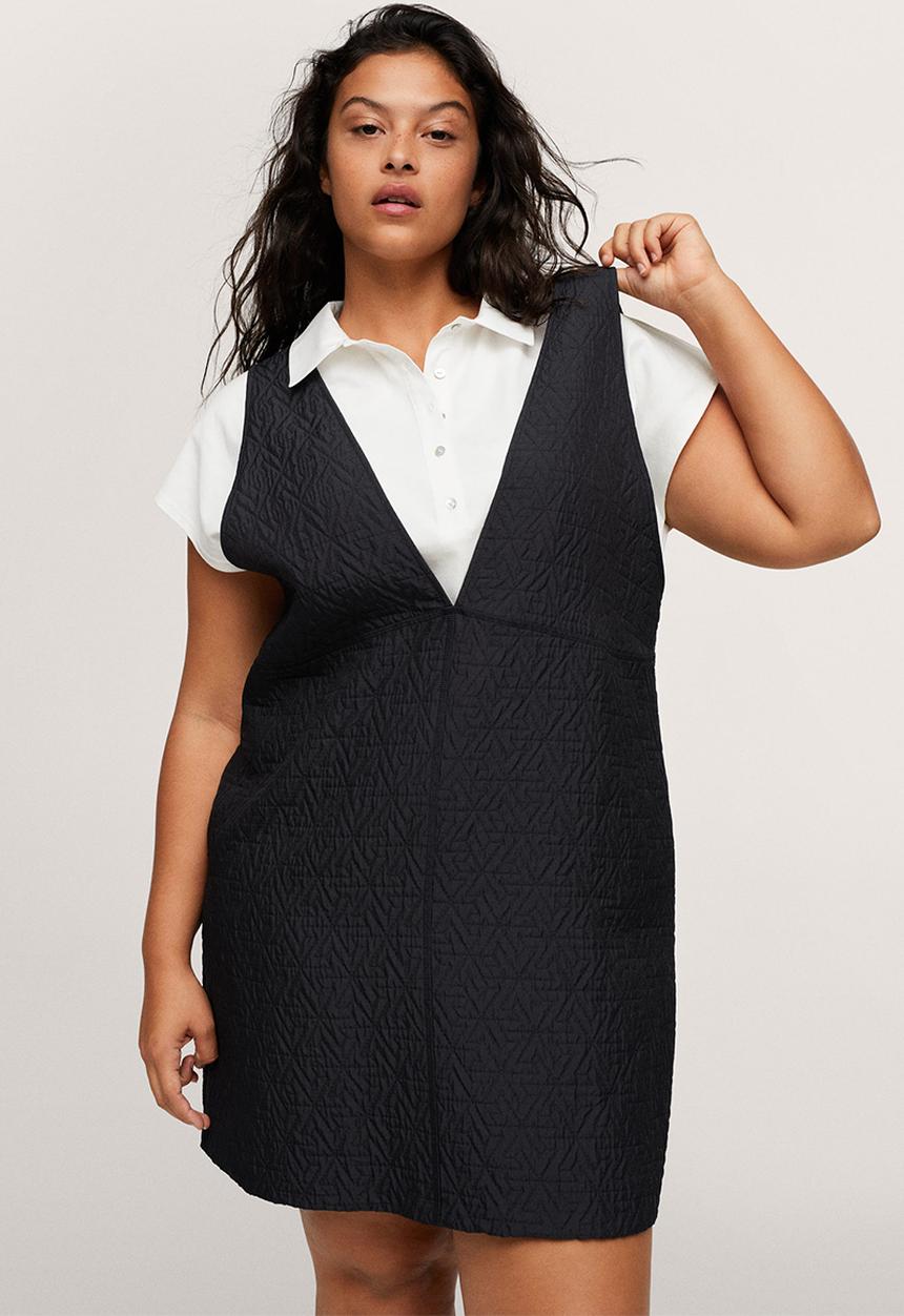MANGO - Plus dungaree dress pixi - black