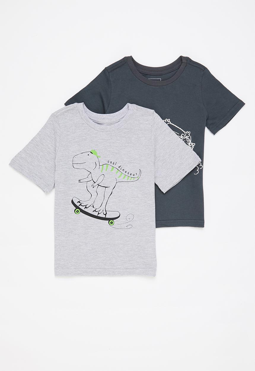 Pop Candy - Boys 2 pack graphic T-shirt - charcoal/grey melannge