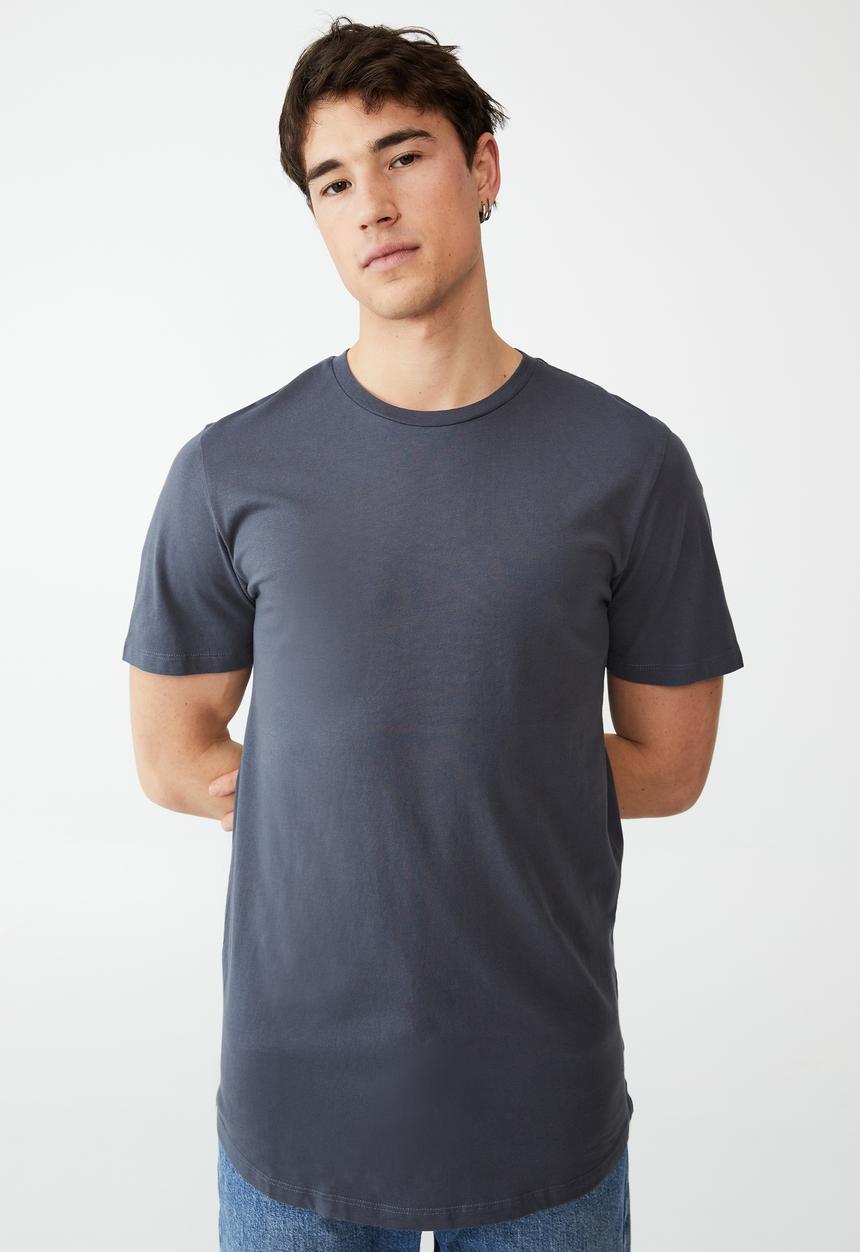 Cotton On - Organic longline T-shirt - dusty denim