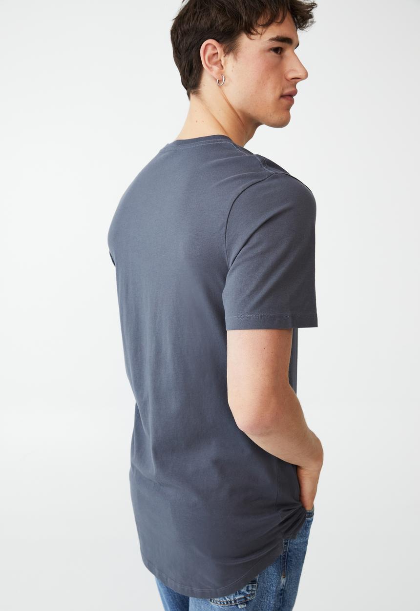 Cotton On - Organic longline T-shirt - dusty denim