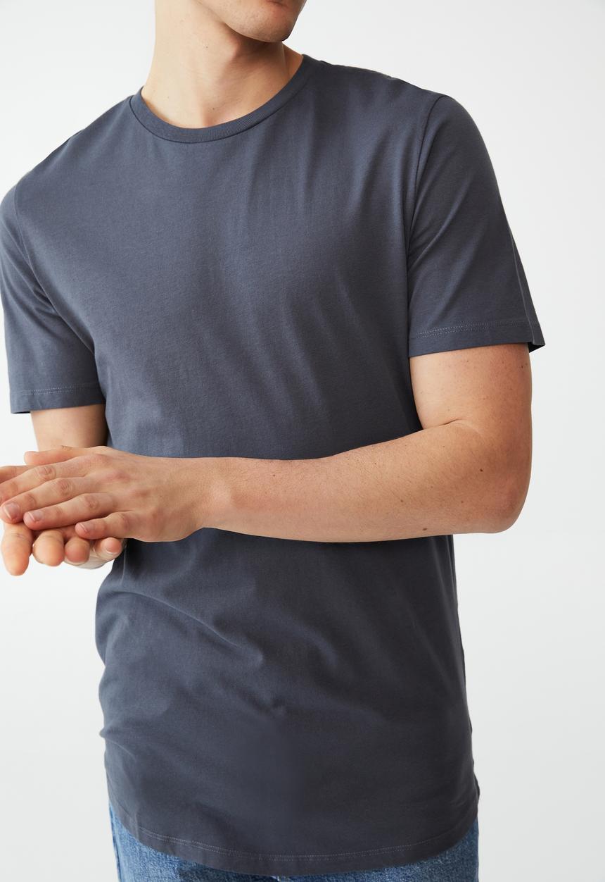 Cotton On - Organic longline T-shirt - dusty denim