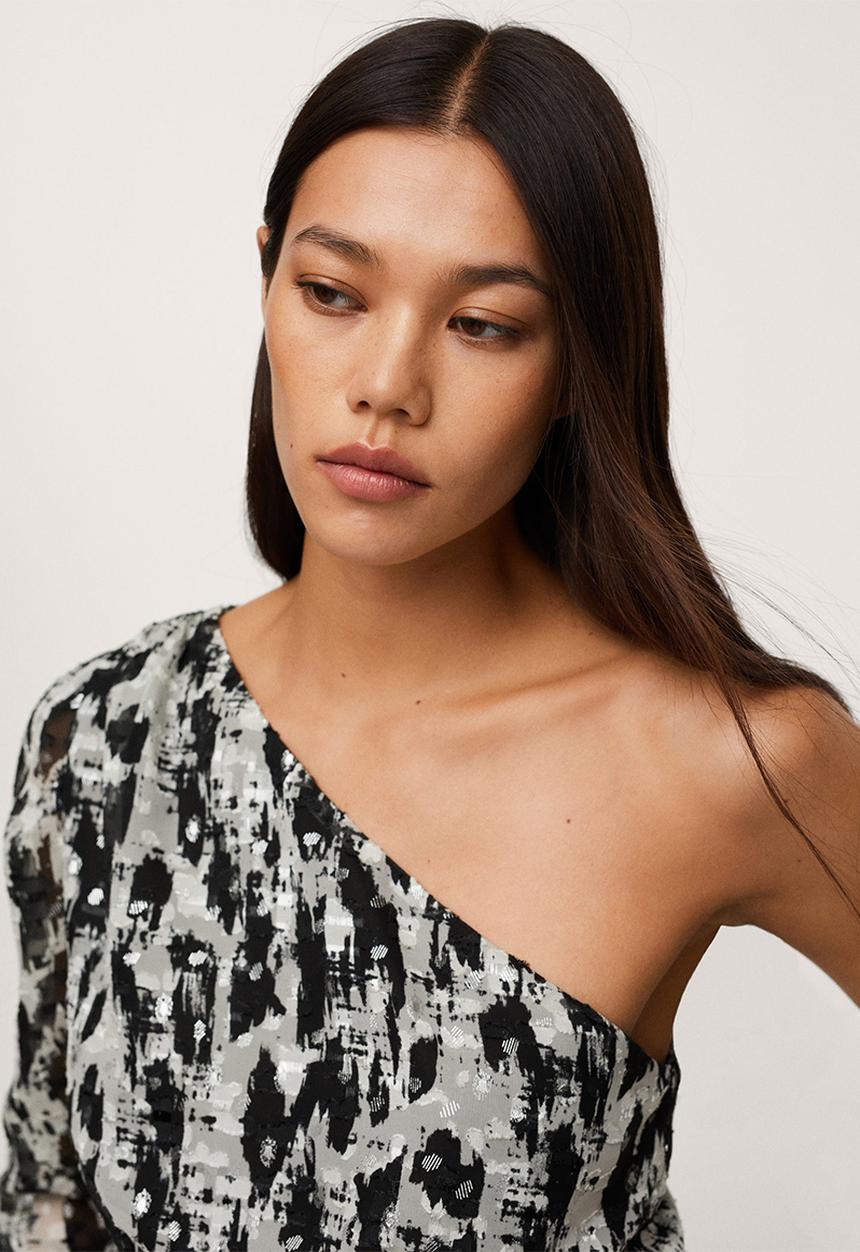 MANGO - Blouse floc - black