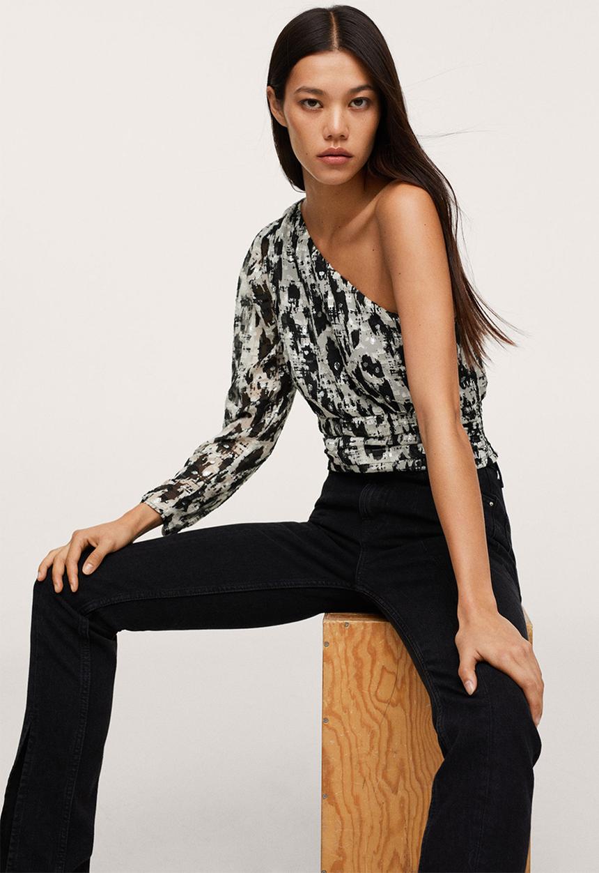 MANGO - Blouse floc - black