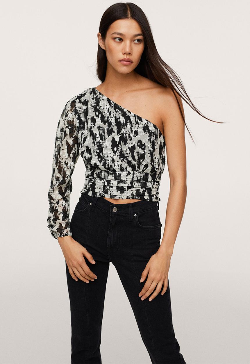 MANGO - Blouse floc - black