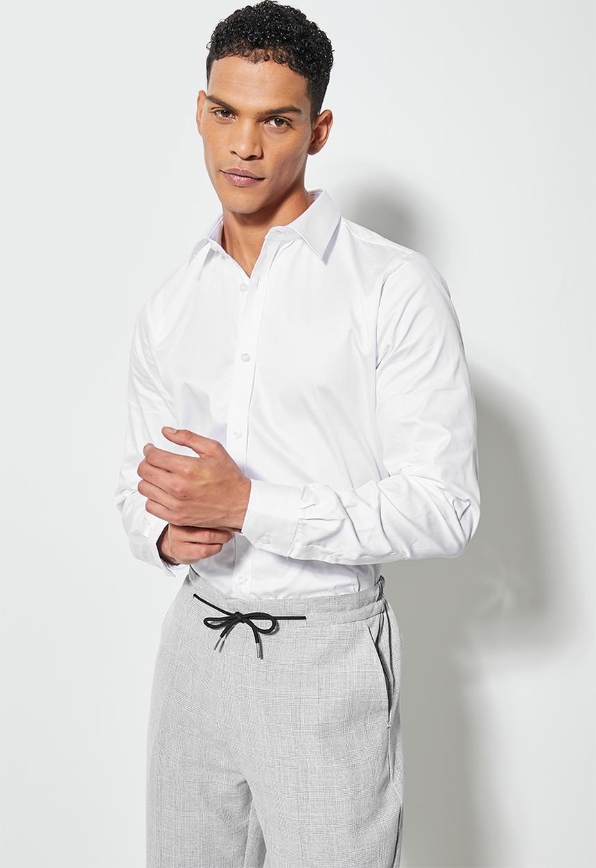 Superbalist - Jos slim sateen shirt - white
