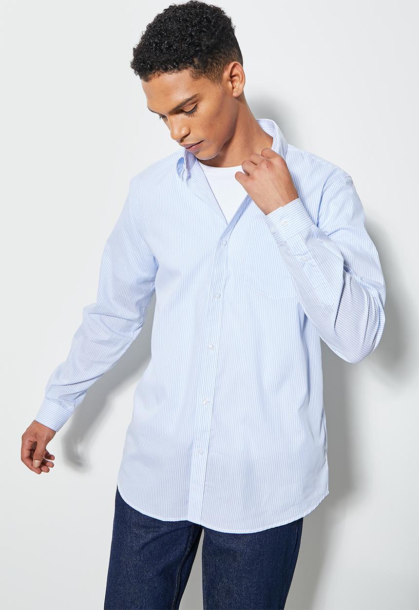 Superbalist - Barber regular fit stripe shirt - blue