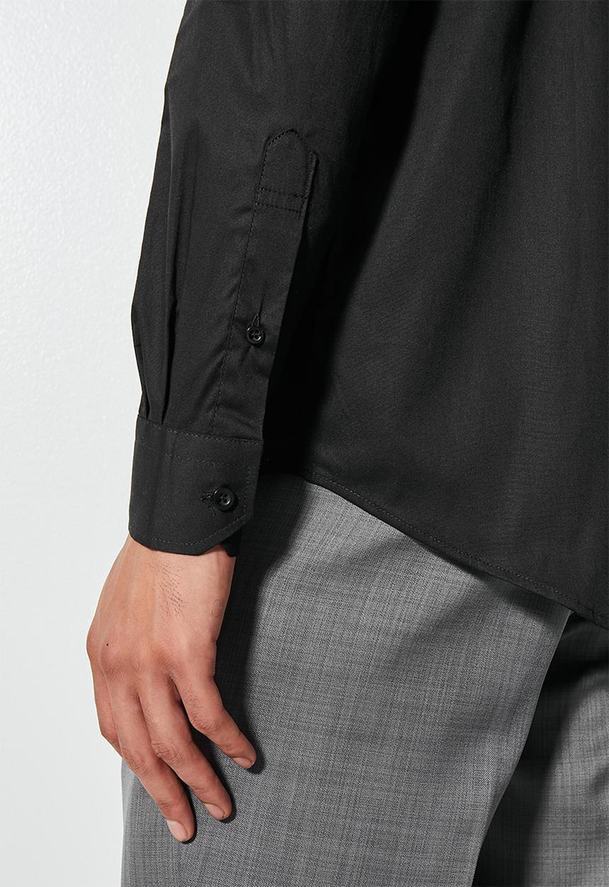Superbalist - Wu slim stretch mandarin shirt - black