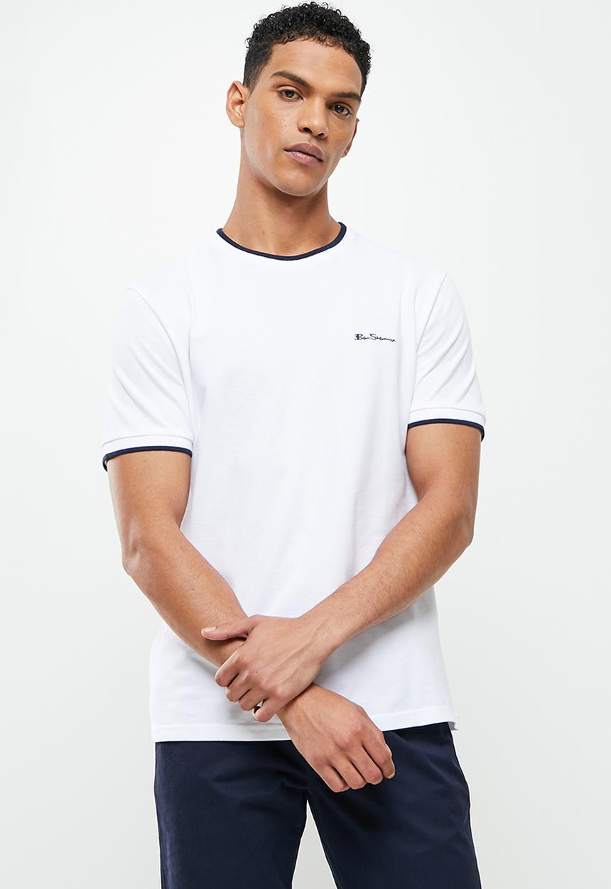 Ben Sherman - Pique crew neck short sleeve tee - white