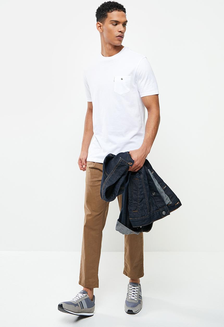 Ben Sherman - Pique short sleeve pocket tee - white