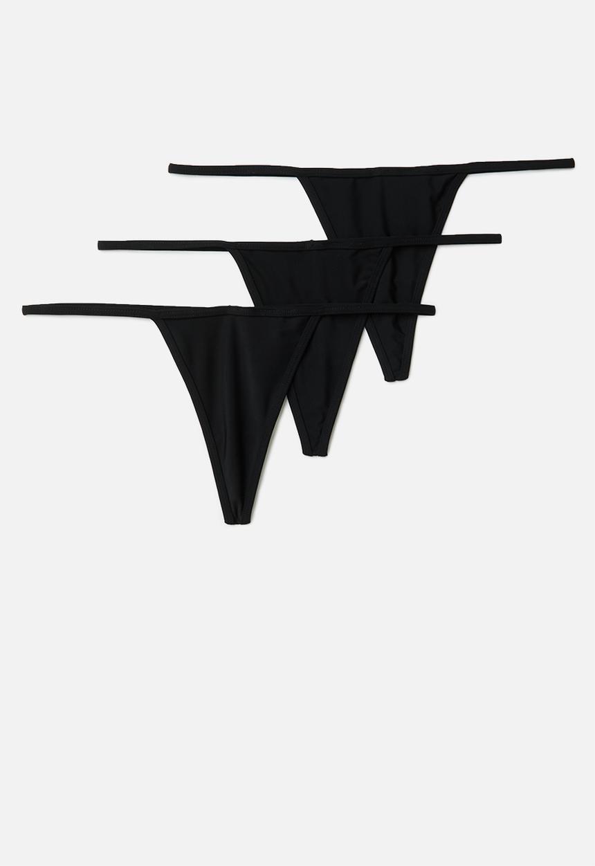 Cotton On - Tiny invisible tanga g string 3 pack - black