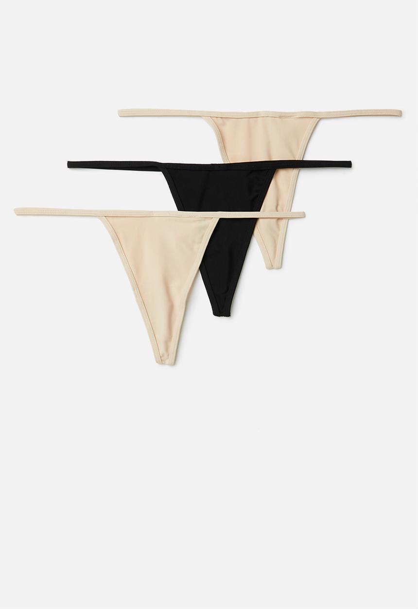 Cotton On - Tiny invisible tanga g string 3 pack - black/frappe 