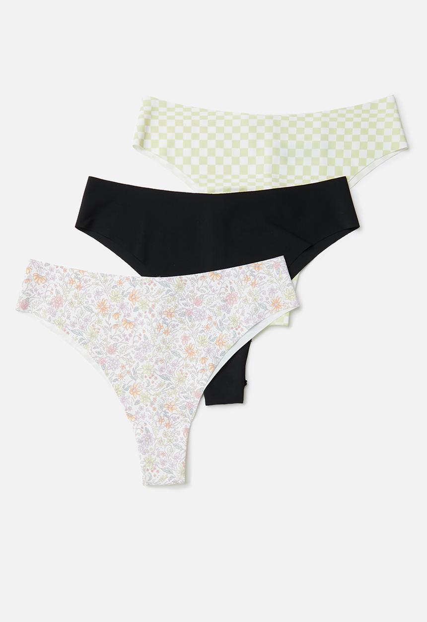 Cotton On - The invisible high cut brasiliano brief 3 pack - multi 